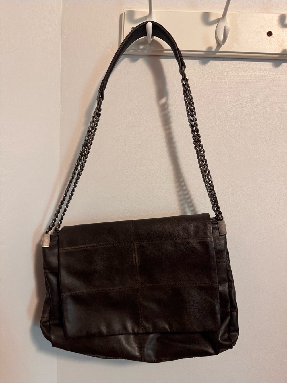 Zara Black Quilted Pleather Shoulder Bag with Chain Strap
